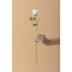 Yapay Kadife Gül Tek Dal Beyaz 50 Cm