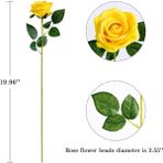 Yapay Kadife Tek Dal Gül Dalı 50 cm Sarı Lüx Ekvator Gül