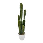 Yapay Kaktüs Ağacı Sütun Kaktüsü (Cereus peruvianus) - Beyaz Saksıda Yapay Bitki 70*20cm