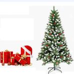 Yapay Noel ağacı, 120/150/180/210/240 cm çam ağacı, karlı, kozalaklı ve kırmızı böğürtlen dekorasyonu, PVC yapraklar, karlı uçlar, metal ayaklı, çam doğal beyaz karlı, 150 cm