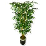 Yapay Yapraklı Bambu Ağacı 7 Bambulu 180 Cm 30x25 Gümüş Kemerli Saksı