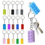 Yapı Taşları Anahtarlık Seti 15 Adet Kolye Ucu Dekoratif Anahtarlık Tuğla Taşı Anahtarlık Renkli Anahtarlık Plastik Anahtarlık Lego Anahtarlık Doğum Günü Erkek ve Kız Çocukları için