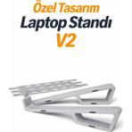 Yapı3D Özel Tasarım Laptop Standı V2 | Ergonomik Ayarlanabilir Laptop Yükseltici | Havalandırmalı Masaüstü Laptop Standı - Standart - Gri