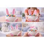 Yapı3D Tavşan Figürlü Dekoratif Şekerlik & Çikolata Kasesi – Pembe Beyaz Bunny Tasarım Masaüstü Organizer – Konsept Hediyelik Dekor Obje - Pembe - Beyaz