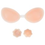 Yapışkan sütyen Push Up askısız sütyen sırtı açık, strapless sütyen görünmez sütyen 2 adet ucu pedli yapışkan sütyen göğüsler gece elbisesi için, gelinlik sutyen, askısız, Bej, B