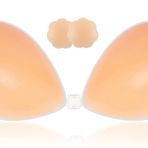 Yapışkan Sütyen, Sırtı Açık Straplez Sütyen Push Up, Yapışkan Görünmez Kaldırma Sütyeni (C Cup & D Cup), Pembe, C