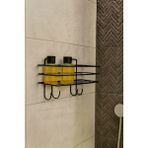 Yapışkanlı 4 Kancalı Siyah Metal Banyo Rafı – Şampuanlık ve Duş Organizeri