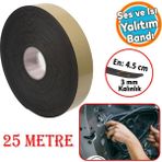 Yapışkanlı Araç Oto Ses Isı Yalıtım İzolasyon Bandı Bant Epidyen Sünger En 45 Mm Kalın 3 Mm 25 Metre
