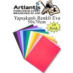 Yapışkanlı Eva 50X70 Cm 10 Renk 1 Paket Yapışkanlı Eva Süngeri 10'Lu Okul Kreş Anasınıfı Elişi Etkinlikleri