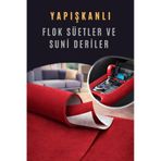 Yapışkanlı Flok Süet Suni Deri 100 X 150 -kırmızı Kırmızı