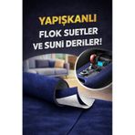 Yapışkanlı Flok Süet Suni Deri 100 X 150 - Lacivert Lacivert