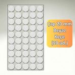 Yapışkanlı Keçe (20Mm Beyaz 50'li adet daire keçe)