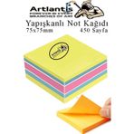 Yapiskanli Not Kagidi 4 Renk 450 Sayfa 1 Paket Havai Kup Blok Yapiskanli Postit 75X75 Mm Renkli