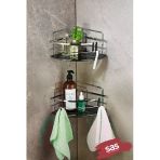 Yapiskanli Omur Boyu Paslanmaz Kristal Ayarlanabilir Raf Banyo Duzenleyici Sampuanlik 2 Adet Lk-01