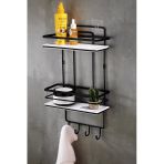 Yapiskanli Paslanmaz Kristal Ayarlanabilir Raf Banyo Duzenleyici Sampuanlik Siyah - Siyah Ls-02 Sbsk