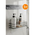 Yapışkanlı Paslanmaz Siyah Banyo Düzenleyici Organizer - Şampuanlık