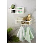 Yapışkanlı Plastik Banyo Rafı İkili Banyo Düzenleyici Duş Rafı Organizer Şampuanlık BEYAZ