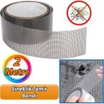 Yapışkanlı Sineklik Tülü Tamir Bandı Yırtık Kopmuş Delik Fiber Tül Yapıştırma Siyah 48 mm x 2 Metre - Beyaz