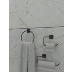Yapiskanli Siyah Kare Topuz Havluluk Ve Kare Tuvalet Kagitlik Kare Pecetelik Seti Banyo Duzenleyici