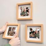 Yapışkanlı Sök-Tak Paspartulu 14x14cm POLA Kare Fotoğraf Çerçevesi - 3'lü Set (Ahşap)