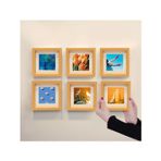 Yapışkanlı Sök-Tak Paspartulu Ahşap Pola Fotoğraf Çerçevesi 14x14 cm Kare – Dekoratif Duvar Çerçevesi 6’lı Set