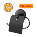 Yapiskanli Tuvalet Kagitlik Aparat Kapali Wc Kagit Standi Paslanmaz Metal Saglam Siyah Renk