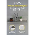 Yapışkanlı ve Vidalı Paslanmaz Çelik Banyo Rafı, Düzenleyici Duşakabin Için Şampuanlık Sabunluk Seti - Gümüş
