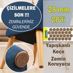 Yapışkanlı Yuvarlak Keçe Masa Sandalye Parke Zemin Ayak Koruyucu Kaydırmaz Keçesi 28 mm (28'li Paket) - Kahverengi