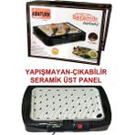 Yapışmayan Sağlıklı Seramik Teflon Elektrikli Izgara Barbekü Kokusuz Dumansız Su Hazneli Mangal - Siyah