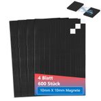 Yapıştırmak için mıknatıslar, 600 adet kendinden yapışkanlı mıknatıslı plaka, 10 mm x 10 mm, kendinden yapışkanlı mıknatıslar, güçlü el işi, buzdolabı, beyaz tahta, fotoğraf ve daha fazlası için
