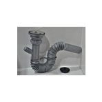 yapıtaşı Yt52 Çift Çıkışlı Sifon Makina Çıkışlı Körüklü Evye-lavabo Sifonu Gri /tapalı