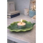 Yaprak Formlu Seramik Mumluk | Dekoratif Tealight Mumluk, Yemek Masası & Ev Dekoru (Yeşil)