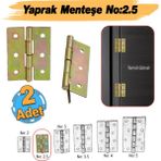 Yaprak Menteşe 2 Adet Prinç Sarı No:2.5 Mobilya Pencere Kapı Duşakabin Dolap Menteşesi Iki Kanatlı - 1