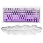 Yaprak Şekilli Beyaz Klavye Bilek Desteği Ergonomik & Konforlu Memory Foam Kaymaz Taban Bilek Yastığı (Beyaz)