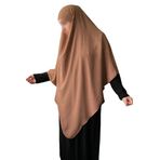 Yaqeen XL Khimar Üçgen Uzun Başörtüsü Muslimah için tek Parça Yumuşak Krep Kumaş Başörtüsü Malzeme Chadors Arabistan İslam Namaz Elbisesi Müslüman Şal Vücut Örtüsü, kahverengi (Mocha), One Size
