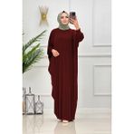 Yarasa Kol Düğmeli Ferace - Bordo - Standart