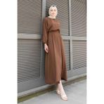 Yarasa Kol Prenses Elbise Kahverengi - L - XL