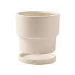 Yaratıcı Beyaz Kil Yuvarlak Kapalı Terracotta Saksı Drenaj Delikleri ve Saucer Nefes Alabilir ve Emici Silindir Dairesel Ekici