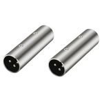 Yaratıcılar için Geekria XLR Erkek - XLR Erkek Mikrofon Kablosu Adaptörü, Shure SM58, SM57, SM7B, MV7, PGA48, Behringer xm8500 Mikrofon Kablo Fişi (Gümüş, 2 Paket) ile uyumlu