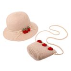 Yardenfun 1 Takım Dokuma Şapka Tote Kadınlar Için Hasır Çanta ?ay Partisi Straw Purse Kızlar Hasır Güneş Şapkası Çocuklar Çanta Ka??t Saman Torbas? ?apkas? Şirin Kağıt Bebek Örme Şapka