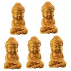 Yardenfun 5 Adet Buda Heykeli Feng Shui El Yapımı Ahşap Heykelcik Zen Ofis Oturma Odası Yatak Odası