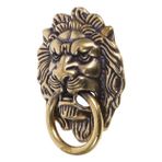 Yardenfun Antika pirinç sapı Antik kapı çekme yüzüğü eski dolap donanımı antika düğmesi Vintage Lion Gate Knocker kapı çekme halkası kapı kolu Coffee