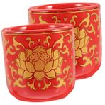 Yardenfun El Öğütülmüş Seramik Buda Su Bardağı Lotus Çiçeği Ev Dekoru Sunu Kasesi