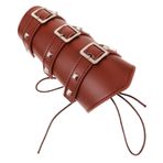 Yardenfun ortaçağ aksesuarı koruyucu şövalye kostümü bileklik ortaçağ Adam Retro bileklik bracer suni deri aksesuar bileklik parantezleri cosplay ortaçağ bileklik PU Deri Brown