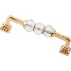 Yaren Metal Dolap Çekmece Kulpları Piramit Ayak Kristal Altın Boncuk Kulp 128 mm - Açık Altın