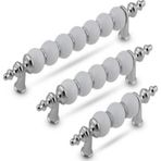 Yaren Metal Polimer Boncuk Lüks Modern Dolap Çekmece Kulpları (224 Mm ) Krom Boncuk