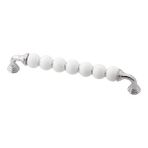 Yaren Metal Yakut Ayak Renkli Boncuk Dolap Çekmece Kulpları (128 mm ) Krom- Boncuk-5 adet - Beyaz - Gri