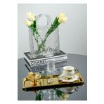 Yaren Style 2'li Lüks Paslanmaz Çelik Gold Baton Tepsi Seti – Çay, Kahve, Pasta, Sunum ve Çeyiz İçin Dekoratif S