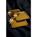Yaren Style 6'lı Lüx Kahve Sunum Tepsisi | Gold Zambak Çiçekli