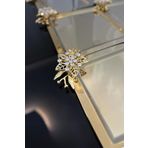 Yaren Style 6'lı Lüx Taşlı Papatya Çiçek Aksesuarlı Gold Renk Sunum Tepsisi | Dekoratif Söz, Kahve, Çay, Tepsisi